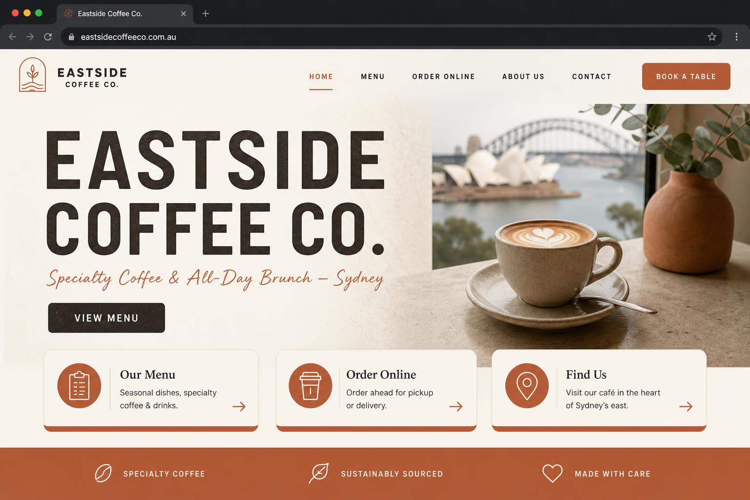 Eastside Coffee Co. website by JH Web Studios