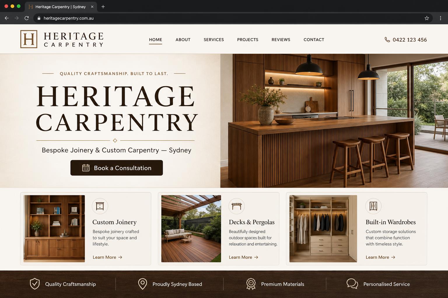 Heritage Carpentry website by JH Web Studios