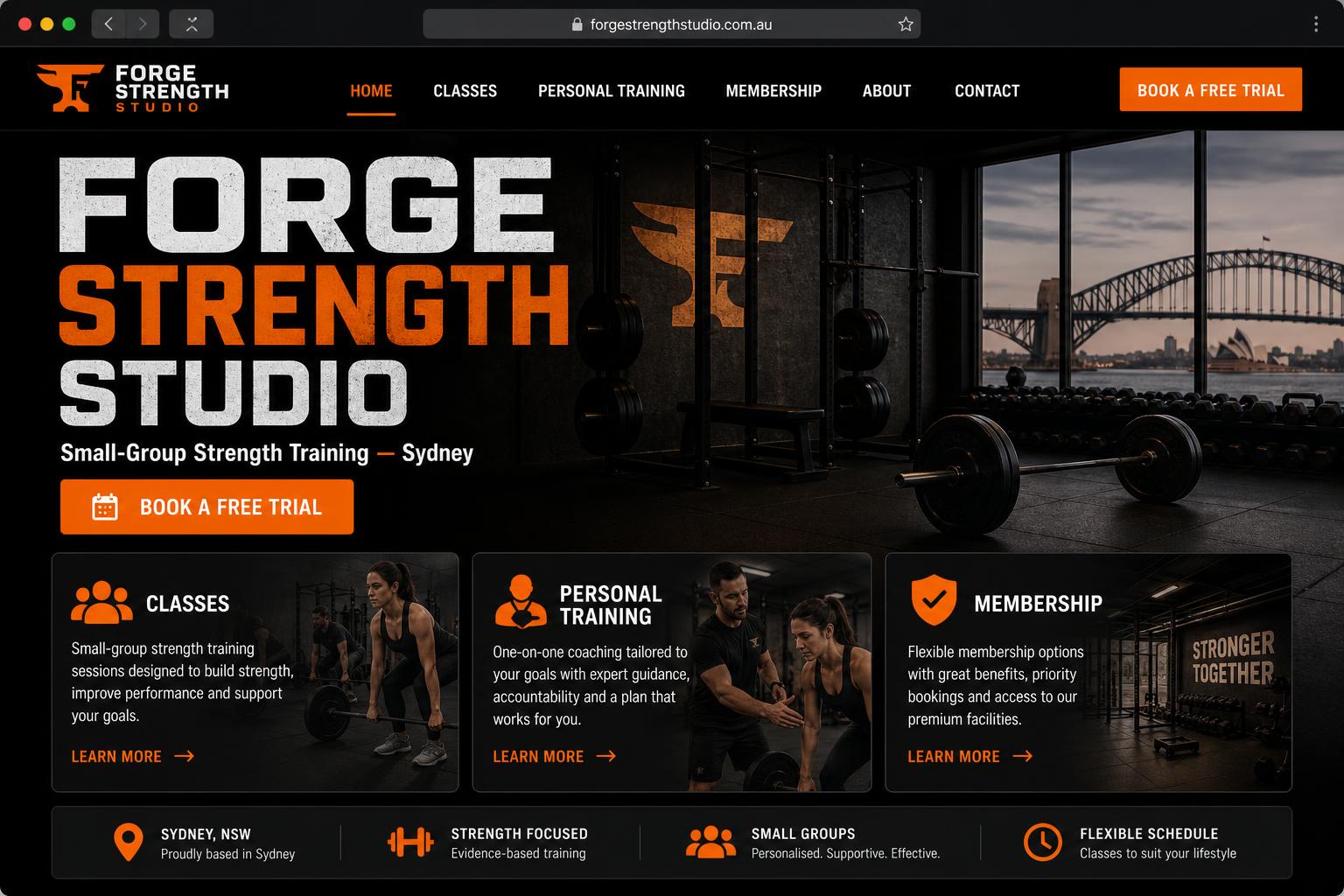Forge Strength Studio website by JH Web Studios