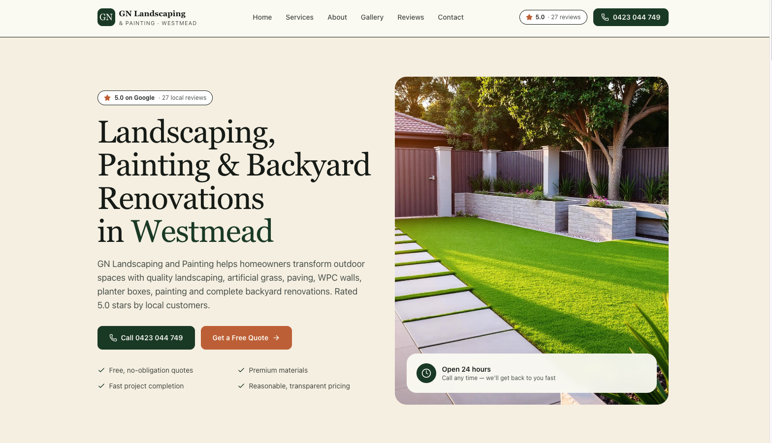 GN Landscaping website by JH Web Studios