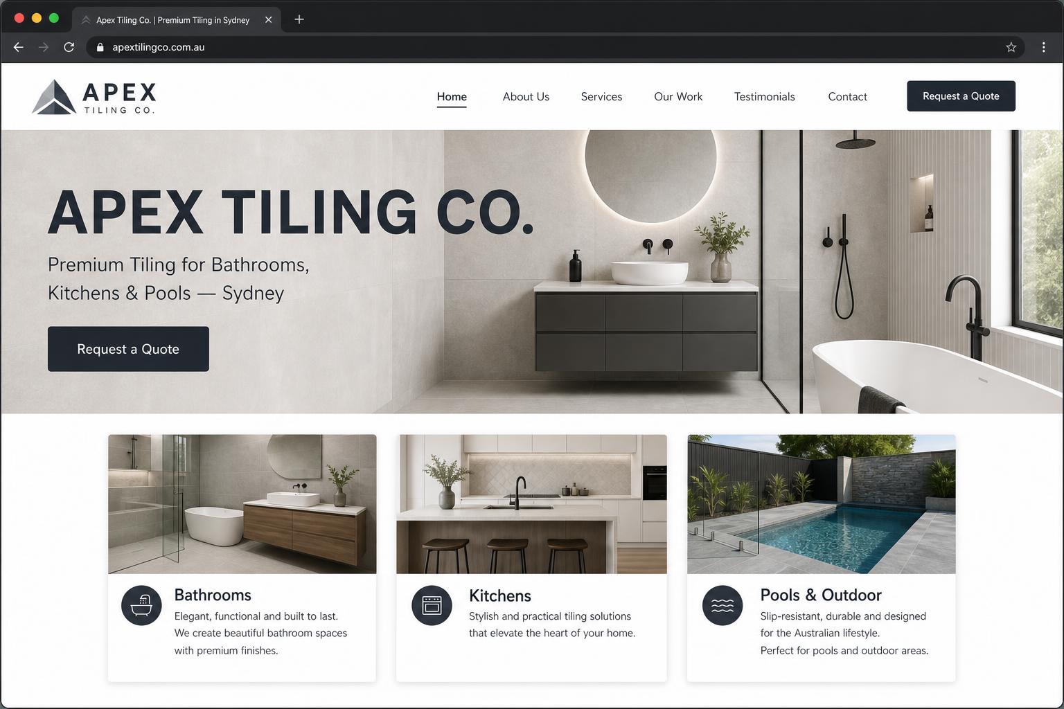 Apex Tiling Co. website by JH Web Studios